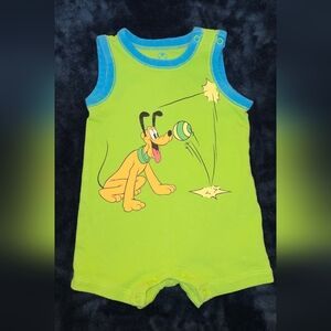 Green and Blue Baby Romper With Pluto